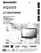 Sharp AQUOS LC-32LE700UN Operation Manual