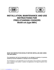 Bertazzoni FREE-STANDING COOKERS 90x60 type M9V Installation, Maintenance And Use  Instructions