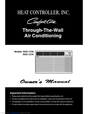 Heat Controller Comfort-Aire BGE-123A Owner's Manual