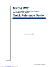 Avalue Technology MPC-21W7 Quick Reference Manual