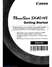 Canon Powershot SX40 HS Getting Started