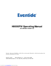 Eventide H8000FW Operating Manual