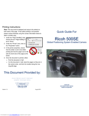 Ricoh Caplio 500SE Quick Manual