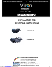 Rainbow Pool Products Viron P320 eVo Installation And Operating Instructions Manual