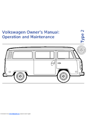 Volkswagen Station Wagon Campmobile 1973 Owner's Manual