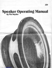 Speakerlab S4 Operating Manual