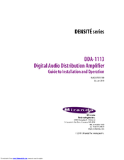 Miranda Densite series DDA-1113 Manual To Installation And Operation