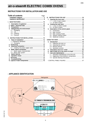 air-o-steam ELECTRIC COMBI OVENS Instructions For Installation And Use Manual