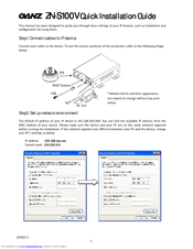 Ganz ZN-S100V Quick Installation Manual