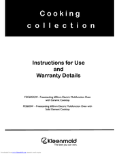 Kleenmaid FES605W Instructions For Use And Warranty Details