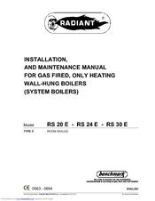 Radiant RS 20 E Installation And Maintenance Manual