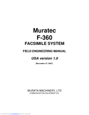 Muratec F-360 Field Engineering Manual