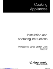 Kleenmaid Professional TO851X Installation And Operating Instructions Manual