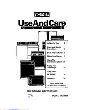 Roper FES340Y User And Care Manual