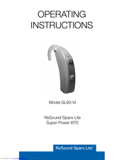 ReSound Sparx Lite SL90-V Operating Instructions Manual
