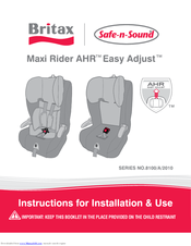 Britax Safe N Sound Maxi Ahr Easy Adjust Manuals Manualslib