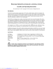 ELECRAFT KXAT1 Assembly And Operating Instructions Manual
