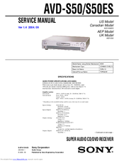 Sony AVD-S50ES - Single Disc Dvd/sacd™/cd Receiver Service Manual