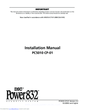 DSC Power832PC5010 CP-01 Installation Manual