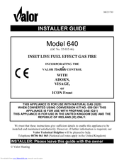 Valor Visage 640 Installer's Manual