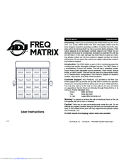 ADJ FREQ Matrix User Instructions