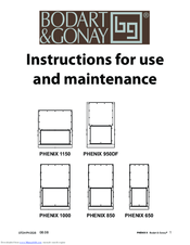 Bodart&Gonay PHENIX 950DF Instructions For Use And Maintenance Manual