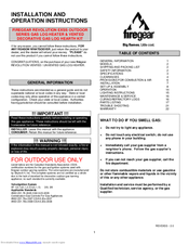 Firegear B420EXSSA11-N Installation And Operation Instructions Manual