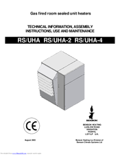 BENSON RS/UHA 105 Assembly And Use Manual