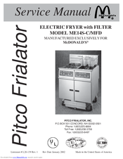 Pitco ME14S-C/MFD Service Manual