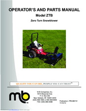 M-B ZTB Operator And Parts Manual