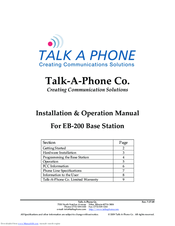 Talk-a-Phone EB-200 Installation & Operation Manual