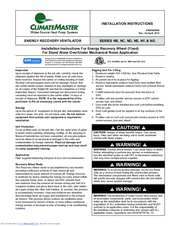 ClimateMaster NC Series Installation Instructions Manual