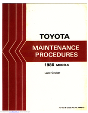 Toyota Land Cruiser 1986 Maintenance Procedures