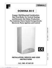 Ferroli Domina 80 E Installation, Service And User Instructions Manual