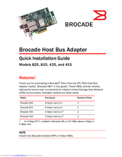 Brocade Communications Systems 825 Quick Installation Manual