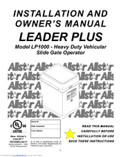 Allstar LEADER PLUS LP1000 Installation And Owner's Manual