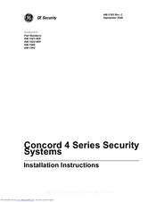 Ge Concord 4 Series Installation Instructions Manual