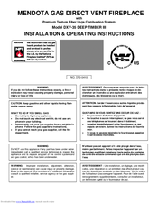 MENDOTA DXV-35 DEEP TIMBER II Installation & Operating Instructions Manual