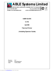 ABLE Systems Ap1200 User Manual