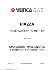 Yunca Gas PIAZZA Operations, Maintenance & Warranty Information