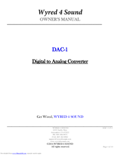 Wyred 4 Sound DAC-1 Owner's Manual