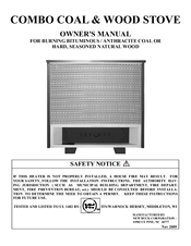 New Buck Corporation COMBO COAL & WOOD STOVE Owner's Manual