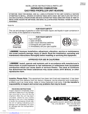 Mestek SEPARATED COMBUSTION GAS FIRED PROPELLER UNIT HEATER Installation Instructions & Parts List