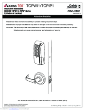 Corbin Russwin CL33700TCPIP1 Installation Instructions Manual
