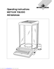 Mettler Toledo AG Operating Instructions Manual