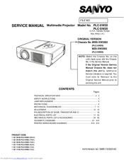 Sanyo PLC-SW20 Service Manual