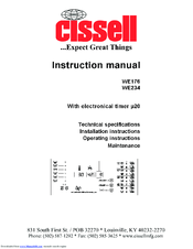 Cissell IPSO WE234 Installation Instructions Manual
