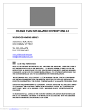 WILDWOOD OVENS &BBQ’S MILANO OVEN Installation Instructions Manual