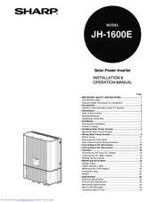 Sharp JH-1600E Installation & Operation Manual