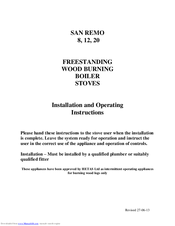 HETAS San Remo 20 Installation And Operating Instructions Manual